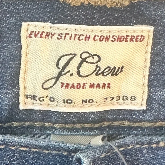 NEW J. Crew Classic Straight Leg Dark Wash Cotton Jeans, Size 36W/32L